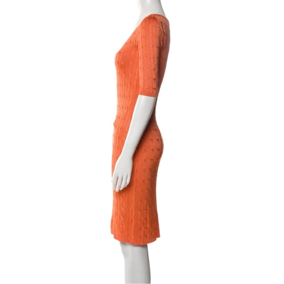 RALPH LAUREN KNIT SILK DRESS ORANGE SIZE S - Picture 2 of 5